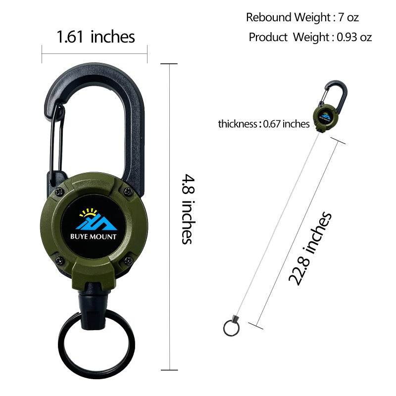 Yojaro Retractable Keychain Heavy Duty, Multitool Carabiner Badge Holder, Retractable Keychain Clip Id Holder, Upgraded 58cm Stainless Steel Cord, Suitable for Men and Women Green - Image 3
