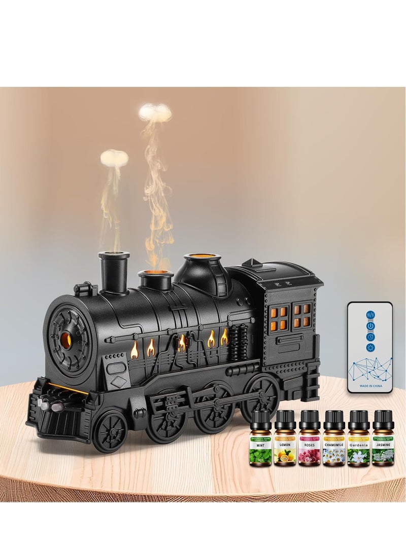 ELTRAZONE Train Diffuser 300ml Aromatherapy Diffuser  Top 6 Essential Oils Gift Set, Remote Control, Cool Mist with 2 Light & 2 Mist Modes, Auto Shut-Off for Bedroom Office, Hotel (Train Black) - Image 1