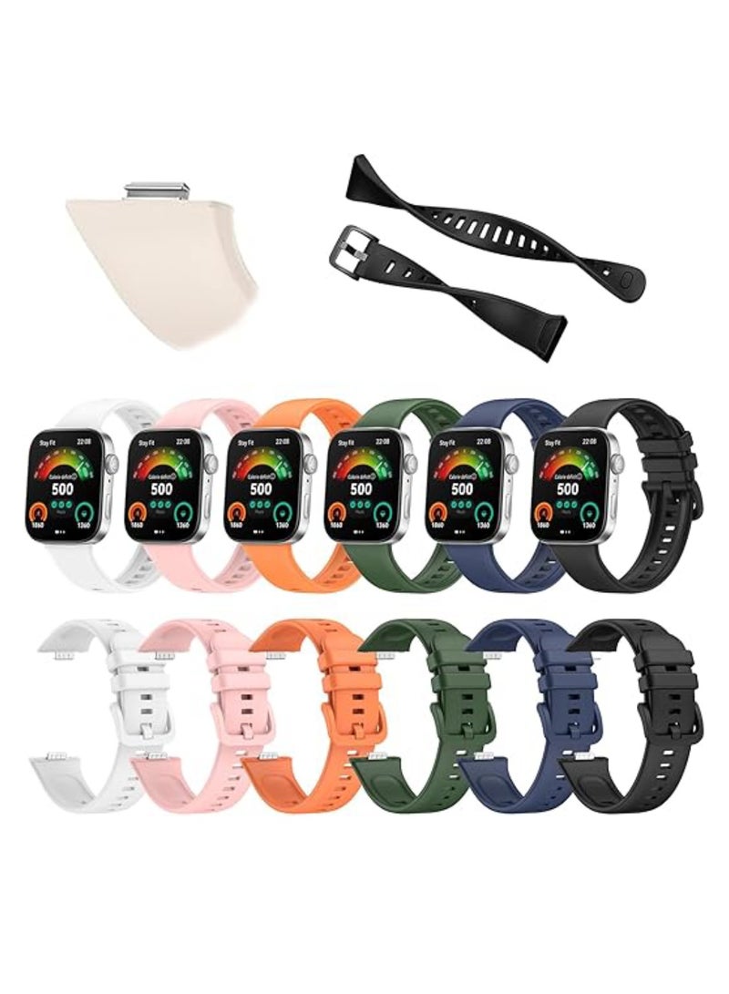Aookay 6 Pcs Replacement Bands for Huawei Watch Fit 4 Pro/ Fit 4/Fit 3, Silicone Sports Wrist Strap Adjustable Wrist Bands for Women Men, Lightweight Sport Wristband Intended (White + Pink + Orange + Wilderness Green + Original Blue + Black) - Image 1