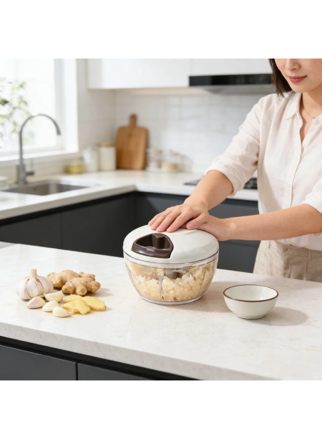 3-Blade Manual Food Chopper & Meat Mincer - 500ml Food-Grade Garlic Grinder & Vegetable Processor, BPA-Free - Image 4