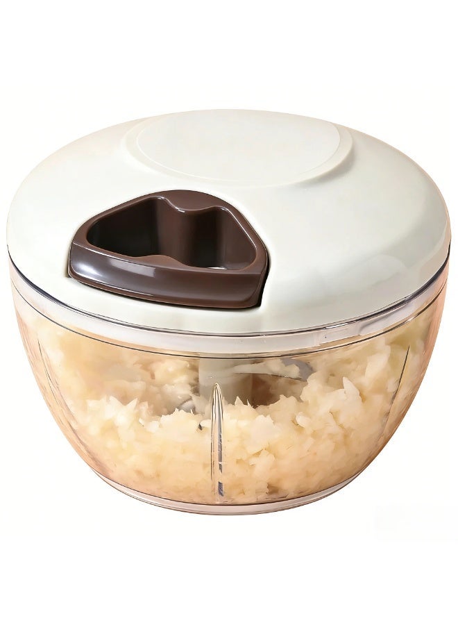 3-Blade Manual Food Chopper & Meat Mincer - 500ml Food-Grade Garlic Grinder & Vegetable Processor, BPA-Free - Image 1