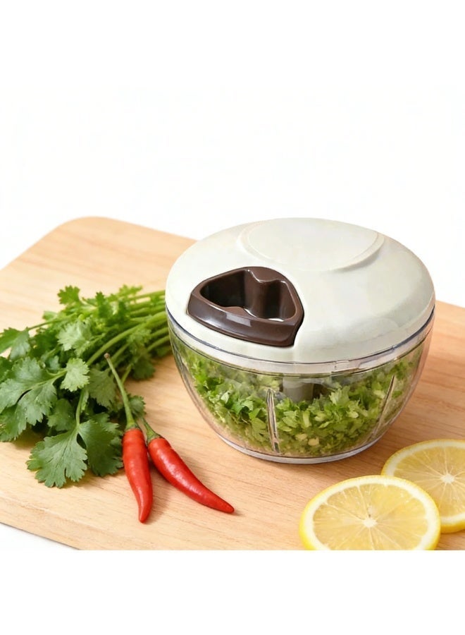 3-Blade Manual Food Chopper & Meat Mincer - 500ml Food-Grade Garlic Grinder & Vegetable Processor, BPA-Free - Image 5