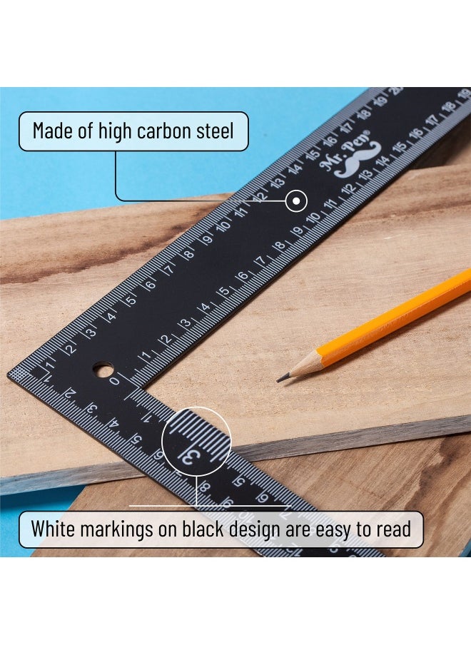 Mr. Pen Mr Pen Carpenter Square Framing Square 20Cm X 30Cm L Square Ruler Framing Ruler Carpenters Square L Ruler Right Angle Ruler Framing Tools L Shape Ruler Metal Square Steel Square  - Image 4