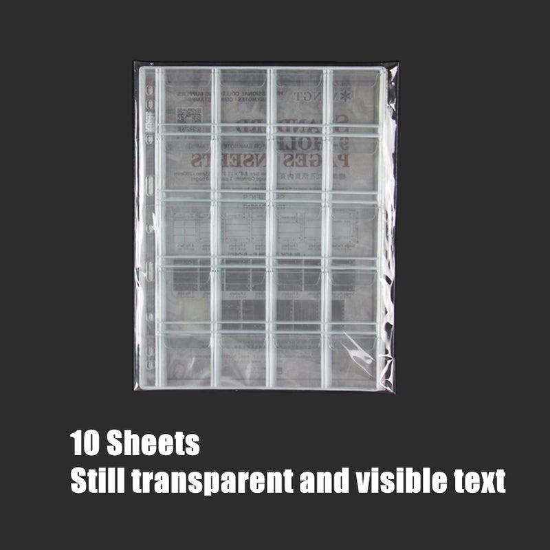 MUDOR 200 Pocket Coin Pages for Collectors, Standard 9-Hole Coin Collection Pages fit Most Binder, Coin Collecting Supplies, 10 Sheets Coin Sleeves for Coin, Stamp, Badges etc (20 Pocket -10 Sheets) - Image 5