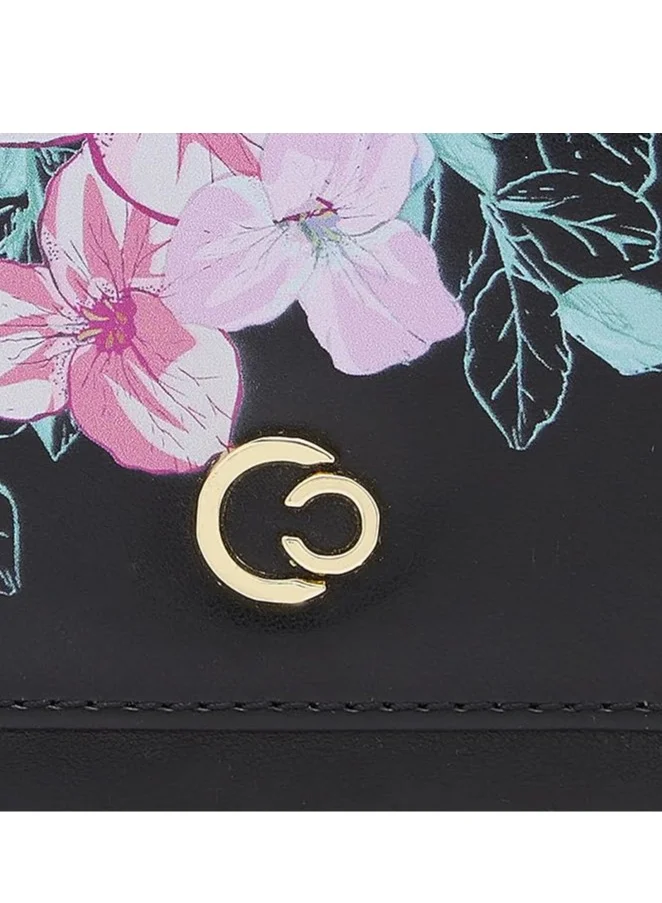 CAPRESE Caprese Shanaya Zip Around Wallet for Women| Small, Black | Multiple Card Slots with Stylish Print | Perfect for Carrying Daily Essentials