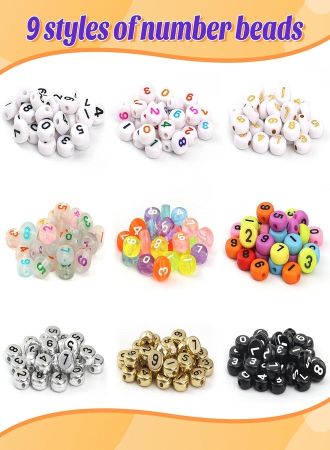 Blingfun 900pcs Number beads for bracelets ，9 colors 0-9 number diy jewelry making bracelet necklace crafts making 7x4mm - Image 2