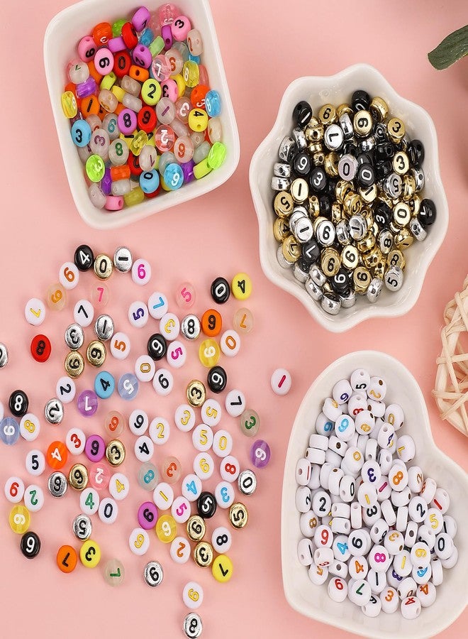 Blingfun 900pcs Number beads for bracelets ，9 colors 0-9 number diy jewelry making bracelet necklace crafts making 7x4mm - Image 5