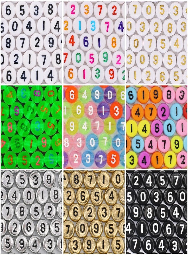Blingfun 900pcs Number beads for bracelets ，9 colors 0-9 number diy jewelry making bracelet necklace crafts making 7x4mm - Image 1