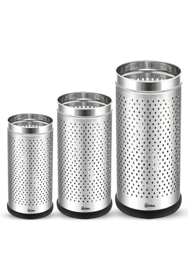 mofna Stainless Steel Perforated Dustbin, Garbage Bin for Bathroom, Office, Bedroom, Kitchen & Toilet or Commercial Use- (7x10 In, 5 Liter, 8x12 In, 10 Liter, 10x14 In, 18 Liter, Silver), Pack of 3 - Image 1