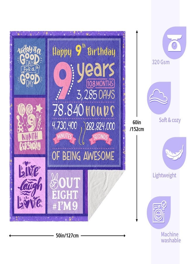 Yufrtck Birthday Gifts for 9 Year Old Girls, 9th Birthday Gifts for Girls, 9 Year Old Girl Gifts for Birthday, Birthday Gifts for 9-Yr-Old Girl, 9-Yr-Old Bday Gifts Throw Blanket 60 x 50 - Image 5