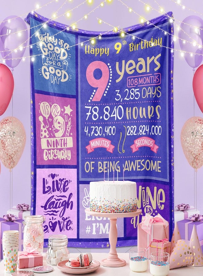 Yufrtck Birthday Gifts for 9 Year Old Girls, 9th Birthday Gifts for Girls, 9 Year Old Girl Gifts for Birthday, Birthday Gifts for 9-Yr-Old Girl, 9-Yr-Old Bday Gifts Throw Blanket 60 x 50 - Image 2