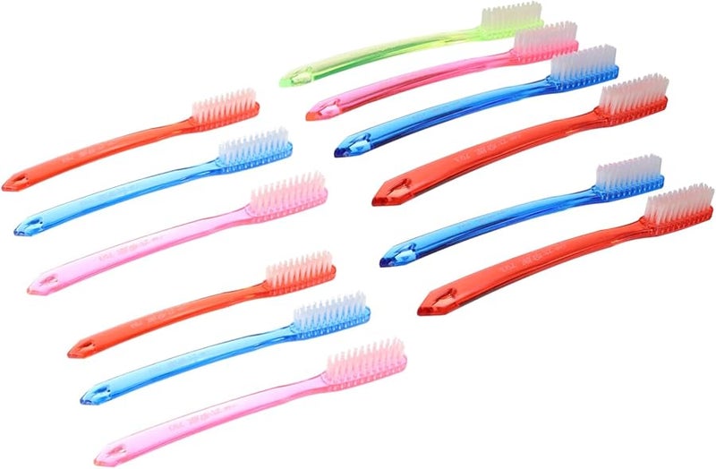 12 Pack Extra Hard Bristles Adult Toothbrush Medium Skid Proof Handle Oral Care - Image 1