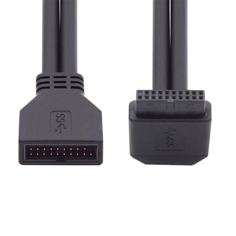 NFHK Up Angled USB 3.0 20Pin 19Pin Male to Female Extension 5Gbps Cable 90 Degree for Motherboard Mainboard - Image 1