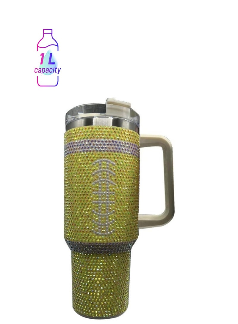 آذاد 40 أونصة من حجر الراين تمبلر الفولاذ المقاوم للصدأ كأس النساء الماس اللامع سيارة السفر ثيرموس القهوة زجاجة الماء