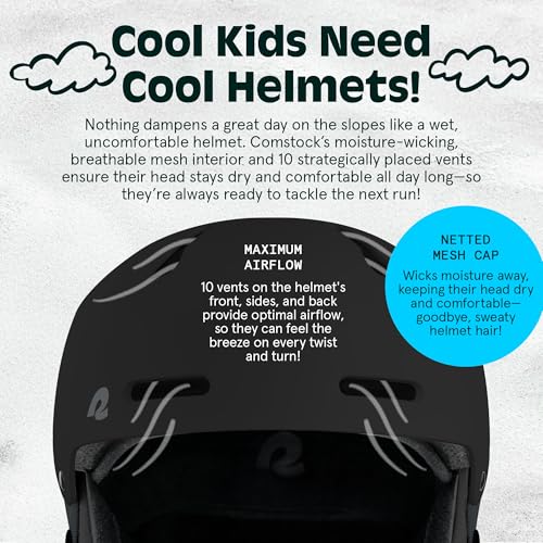 Retrospec Comstock Kids Ski & Snowboard Helmet With ABS Shell, EPS Impact Protection & 10 Cooling Vents - Adjustable Winter Sports Gear, Goggle Clip - Image 4