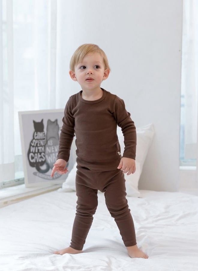 AVAUMA Baby Boys Girls Pajama Set Kids Toddler Snug fit Basic Cotton Sleepwear pjs for Daily (Camel, Brown X-Small) (2Pack-Long) - Image 5