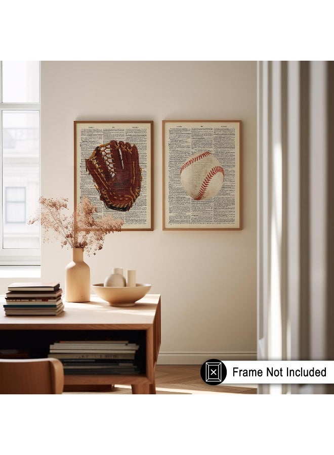 Home Trove Poster Master 2-Piece Baseball Print - Sports Poster - Game Ball & Gloves Art - Physical Education Wall Design - Dictionary Art - Great Gym Or Office Wall Decor - 8X10 Unframed Wall Art  - Image 3