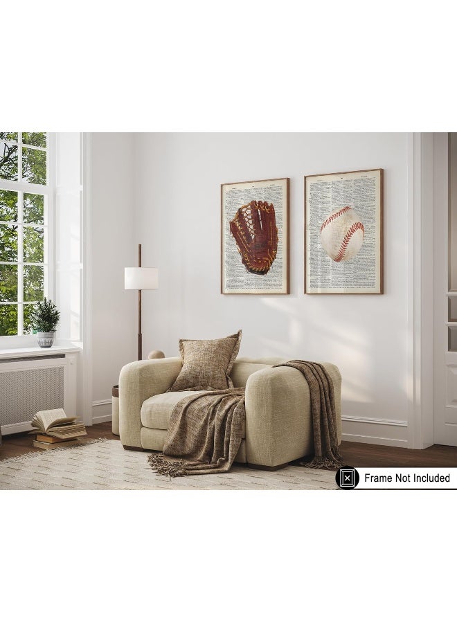 Home Trove Poster Master 2-Piece Baseball Print - Sports Poster - Game Ball & Gloves Art - Physical Education Wall Design - Dictionary Art - Great Gym Or Office Wall Decor - 8X10 Unframed Wall Art  - Image 5