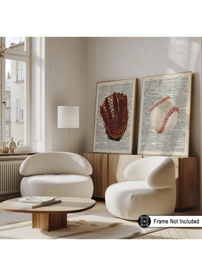 Home Trove Poster Master 2-Piece Baseball Print - Sports Poster - Game Ball & Gloves Art - Physical Education Wall Design - Dictionary Art - Great Gym Or Office Wall Decor - 8X10 Unframed Wall Art  - Image 4