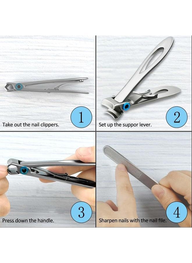 yongsheng Nail Clippers for Thick Toenail 15mm Wide Jaw Opening Nail Clipper Stainless Steel Thick Fingernail Clippers for Men & Women Oversized  (Silver)  - Image 2