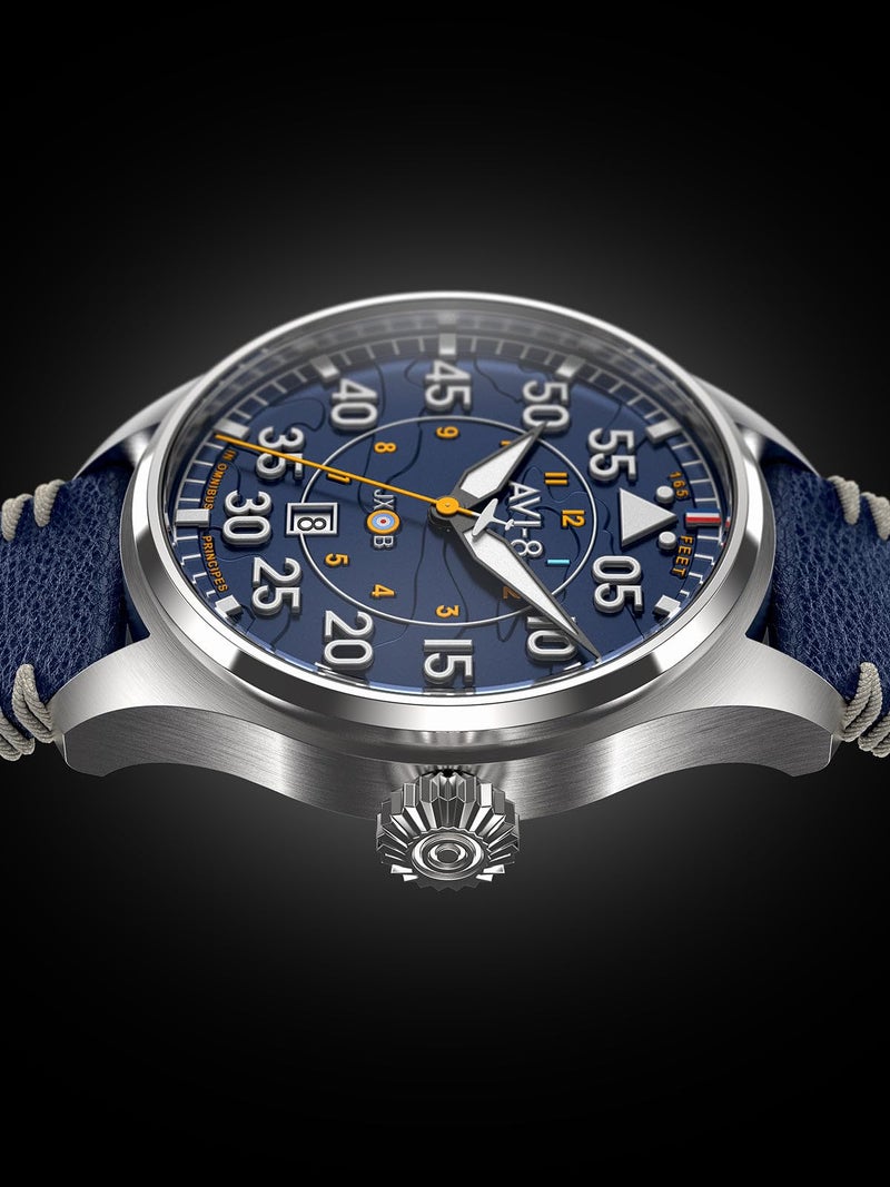 AVI-8 Mens 46mm Hawker Hurricane Clowes Automatic Acklington Pilot Watch with Genuine Leather Strap AV-4097-02 - Image 5
