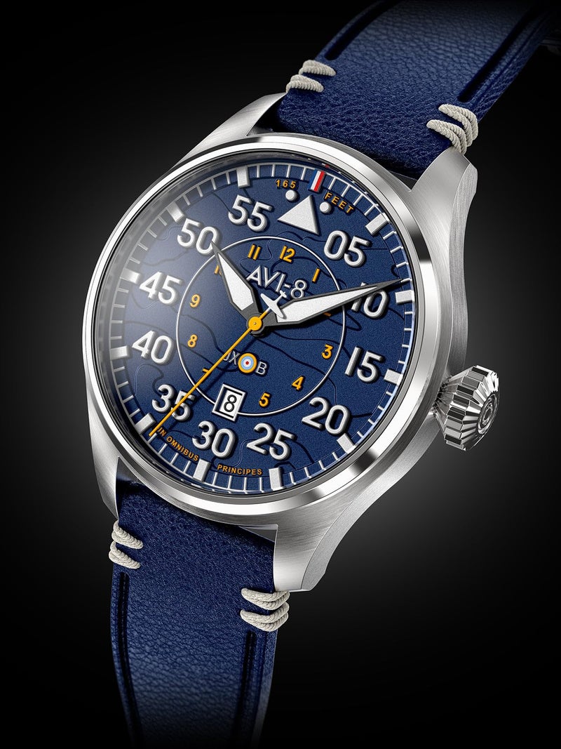 AVI-8 Mens 46mm Hawker Hurricane Clowes Automatic Acklington Pilot Watch with Genuine Leather Strap AV-4097-02 - Image 4