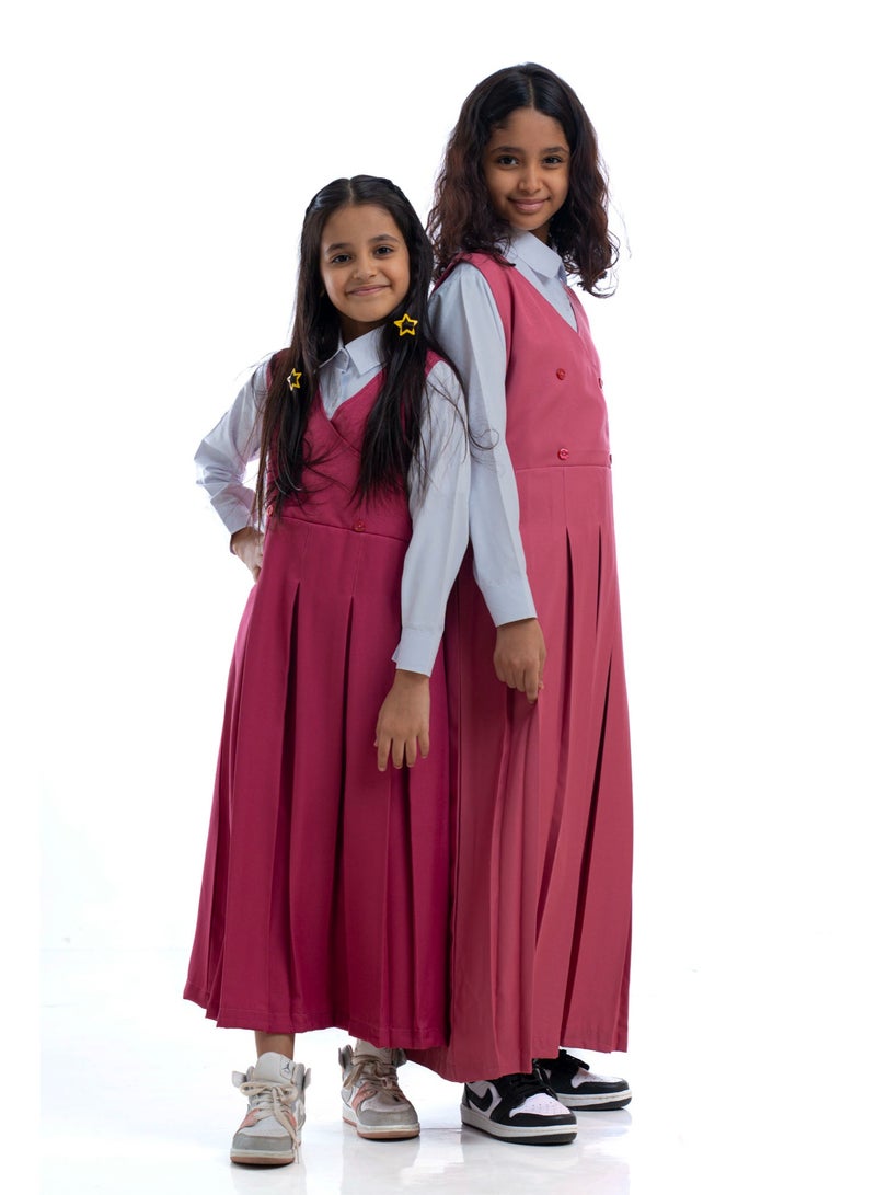 مريول لارا مريول وردي سادة فاتح موديل اربعة زرار (قطعة واحدة) - Image 4