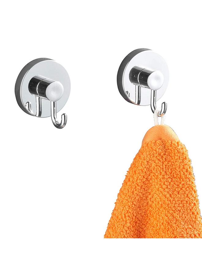 Wenko 2-Piece Vacuum-Loc Shiny Round Bathroom Hook Set Silver 20900100 - Image 2