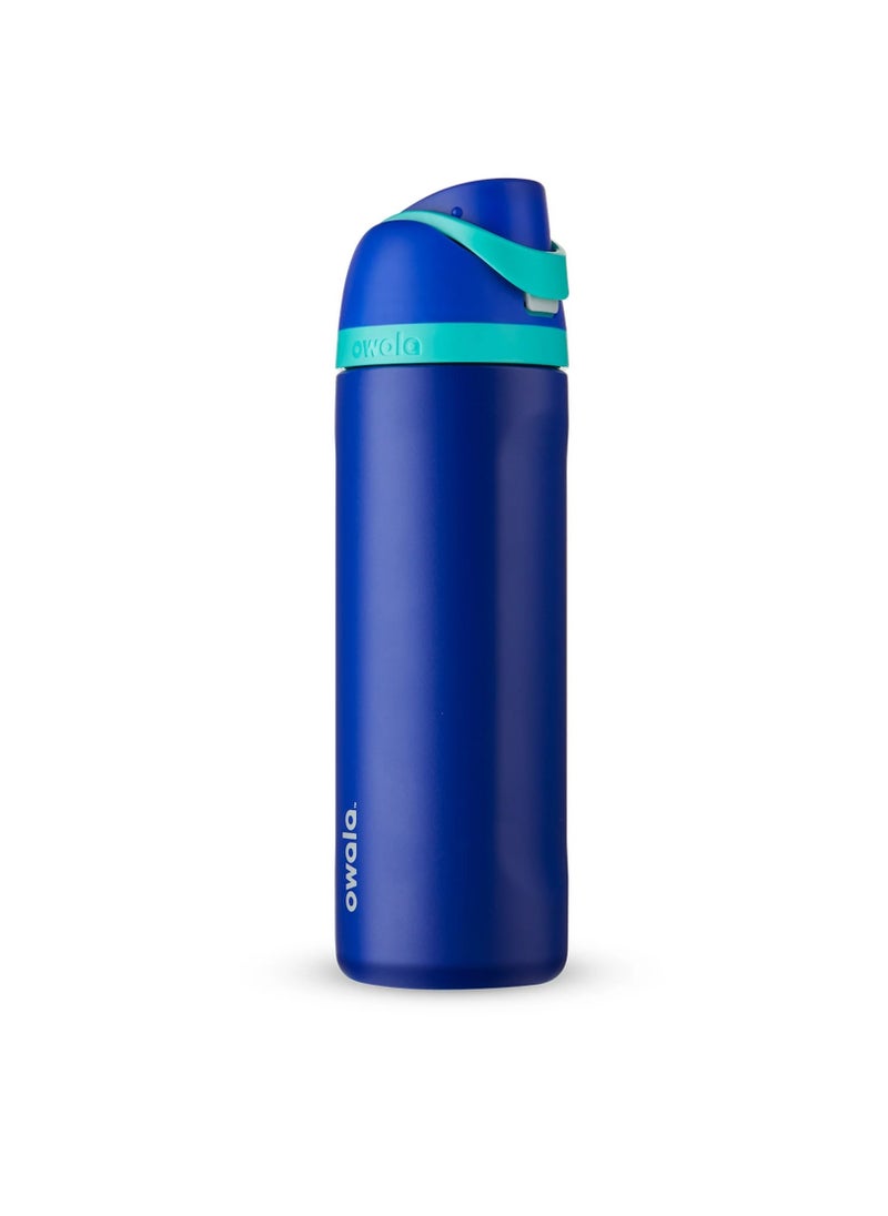 Owala - Owala FreeSip Insulated Stainless Steel Water Bottle with Straw BPA-Free Sports Water Bottle Great for Travel 24 Oz Smooshed Blueberry - Image 1