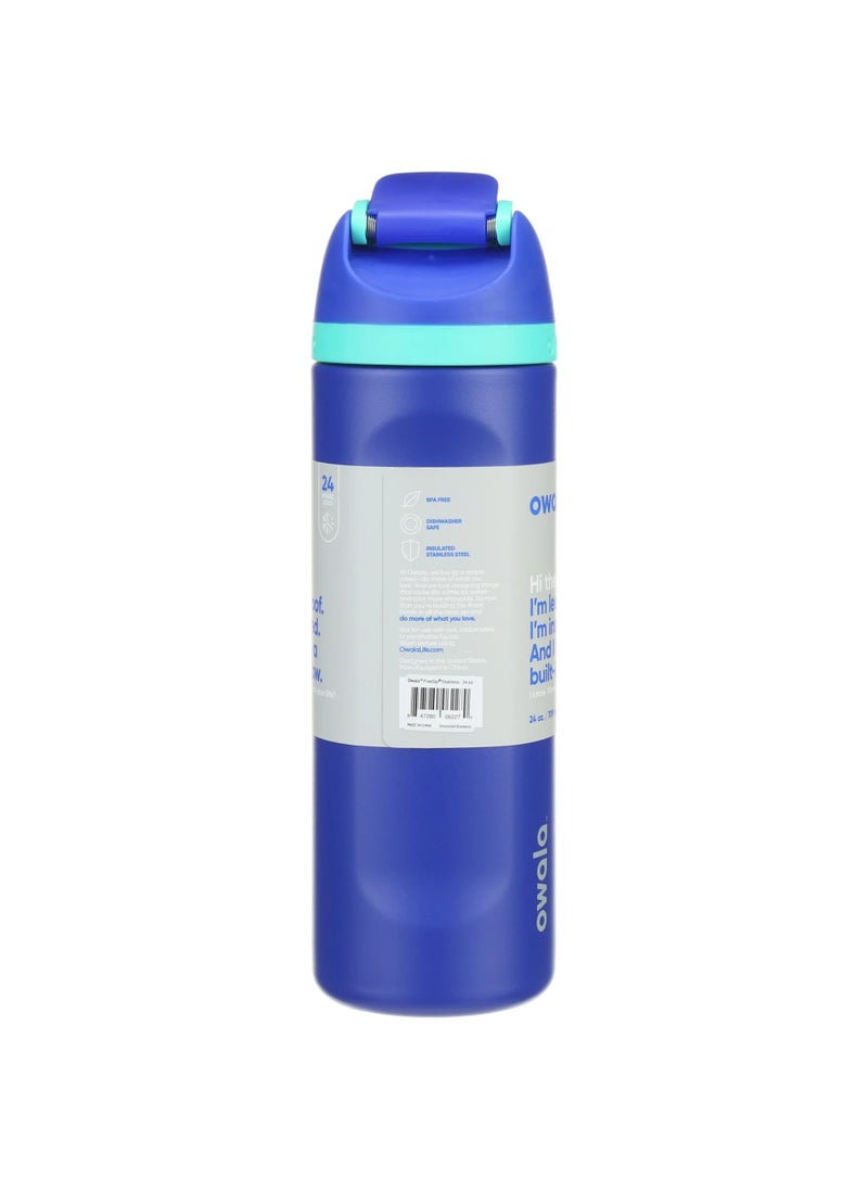 Owala - Owala FreeSip Insulated Stainless Steel Water Bottle with Straw BPA-Free Sports Water Bottle Great for Travel 24 Oz Smooshed Blueberry - Image 1