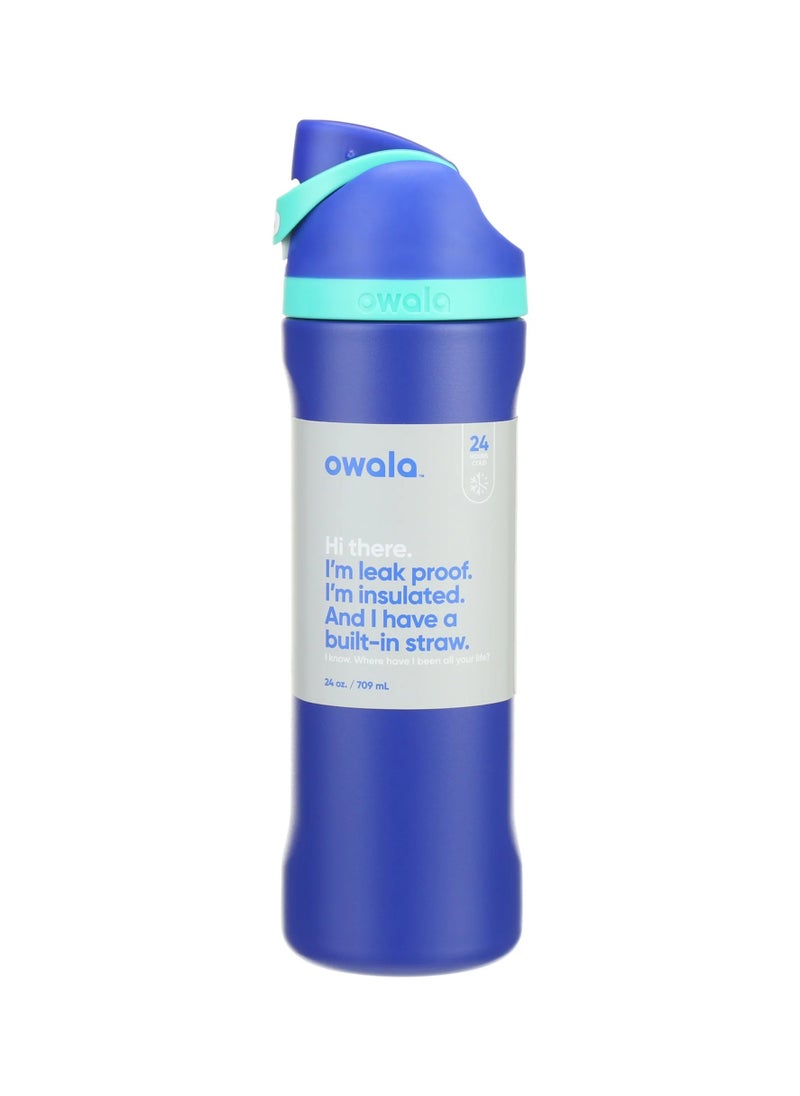 Owala - Owala FreeSip Insulated Stainless Steel Water Bottle with Straw BPA-Free Sports Water Bottle Great for Travel 24 Oz Smooshed Blueberry - Image 1