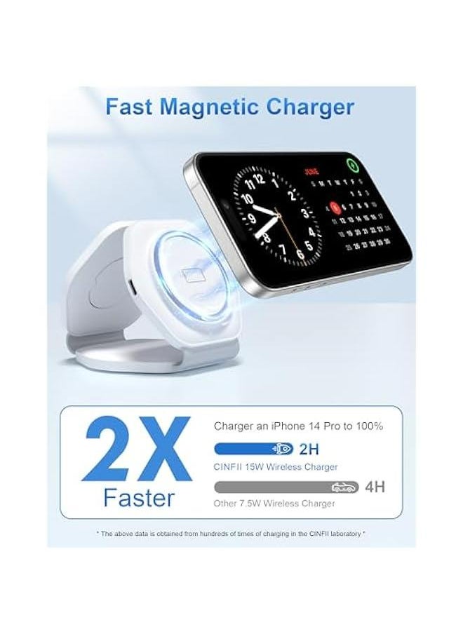 Generic - Foldable 3-in-1 Magnetic Wireless Charging Station for Apple Devices - Travel Charger Pad for MagSafe iPhone 16 15 14 13 12 Pro Max, Apple Watch, and AirPods - Image 1