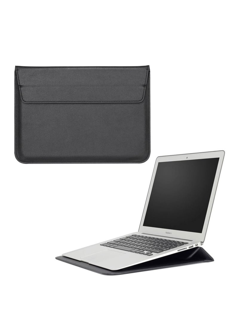 Ultra-slim Case/Water-Resistant PU Leather w/ Adjustable Stand 13.3 Inch Laptop Sleeve Case for MacBook Air 13-inch Retina/ Pro 13" Notebook 13.3" Envelope Case Pouch Bag (Black) - Image 1