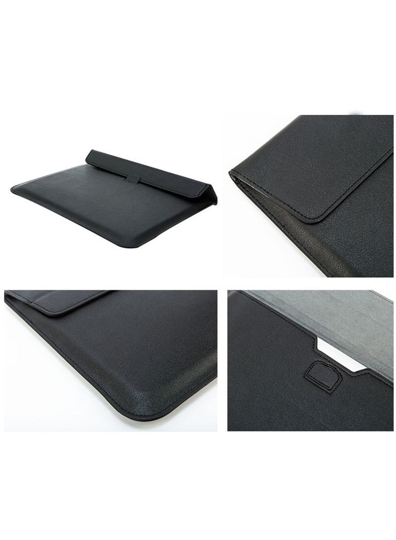 Ultra-slim Case/Water-Resistant PU Leather w/ Adjustable Stand 13.3 Inch Laptop Sleeve Case for MacBook Air 13-inch Retina/ Pro 13" Notebook 13.3" Envelope Case Pouch Bag (Black) - Image 4