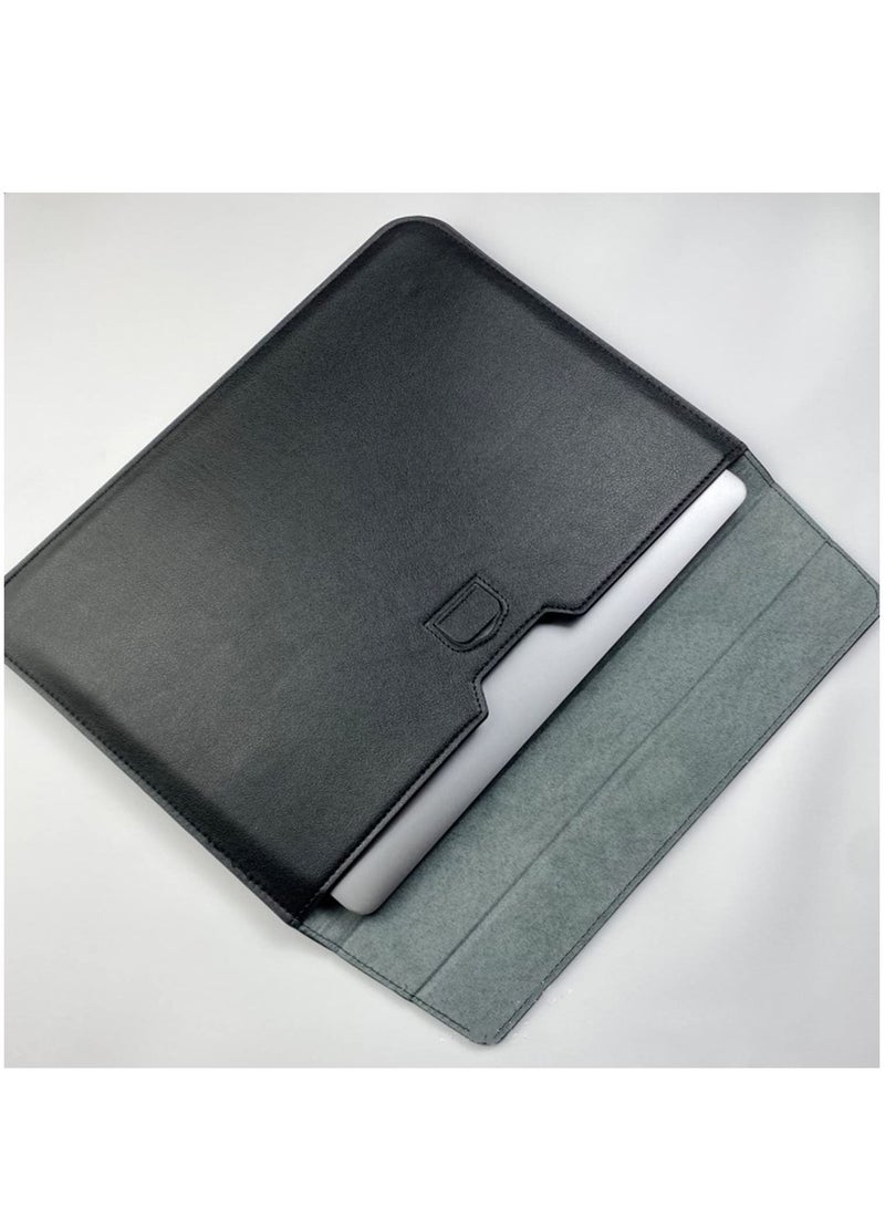 Ultra-slim Case/Water-Resistant PU Leather w/ Adjustable Stand 13.3 Inch Laptop Sleeve Case for MacBook Air 13-inch Retina/ Pro 13" Notebook 13.3" Envelope Case Pouch Bag (Black) - Image 5