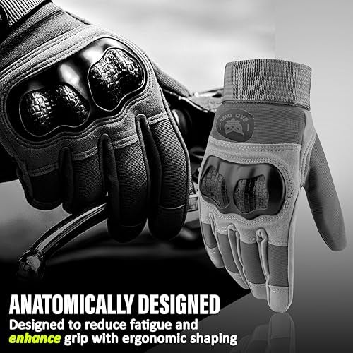 BADOWL GRIPTOR | Motorcycle Riding Gloves for Men and Women with Knuckle Protection | Touchscreen Compatible | Breathable | Anti-Slip | Full Finger Bike Gloves for All Seasons (Grey, XL) - Image 2