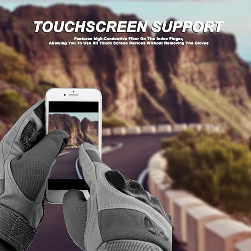 BADOWL GRIPTOR | Motorcycle Riding Gloves for Men and Women with Knuckle Protection | Touchscreen Compatible | Breathable | Anti-Slip | Full Finger Bike Gloves for All Seasons (Grey, XL) - Image 5