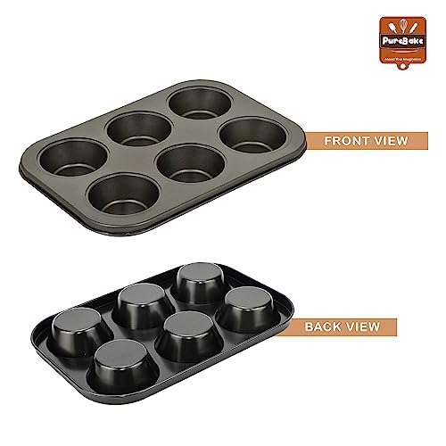 PureBake Muffin Pan Set - 6 Cavity Muffin Moulds for Baking with 100 Muffin Liners - Microwave and OTG Safe Cupcake Tray, Muffin Baking Tray for Microwave Oven, Cake & Cupcake Molds - Pack of 2 - Image 4