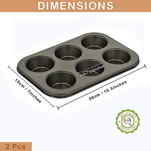 PureBake Muffin Pan Set - 6 Cavity Muffin Moulds for Baking with 100 Muffin Liners - Microwave and OTG Safe Cupcake Tray, Muffin Baking Tray for Microwave Oven, Cake & Cupcake Molds - Pack of 2 - Image 2