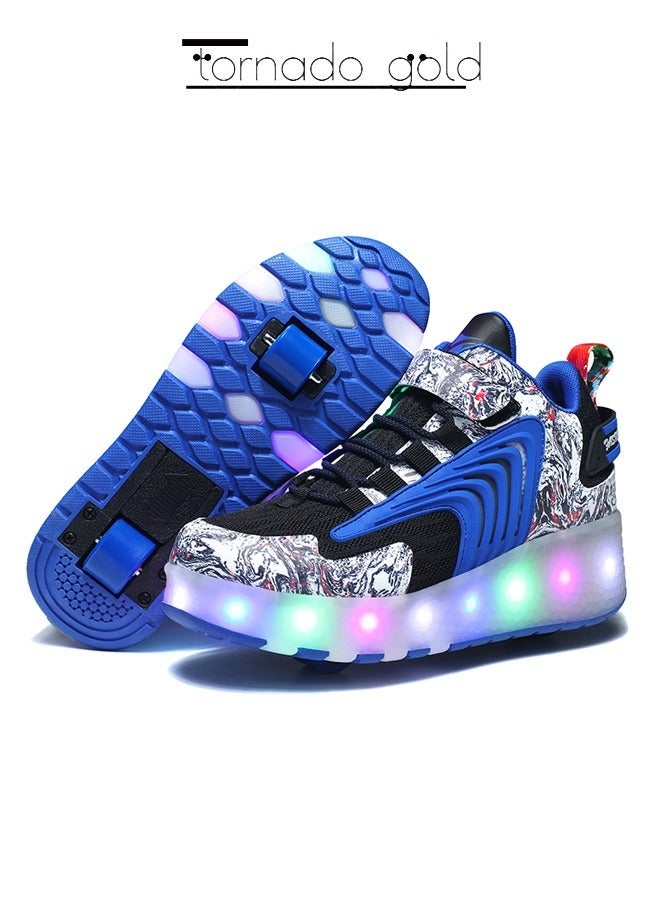تورنيدو جولد أحذية رياضية لامعة بتصميم فلاش LED مع عجلات وزلاجات ثلجية خفيفة - Image 1