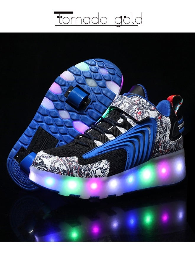 تورنيدو جولد أحذية رياضية لامعة بتصميم فلاش LED مع عجلات وزلاجات ثلجية خفيفة - Image 3