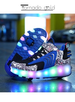 تورنيدو جولد أحذية رياضية لامعة بتصميم فلاش LED مع عجلات وزلاجات ثلجية خفيفة  - Image 5