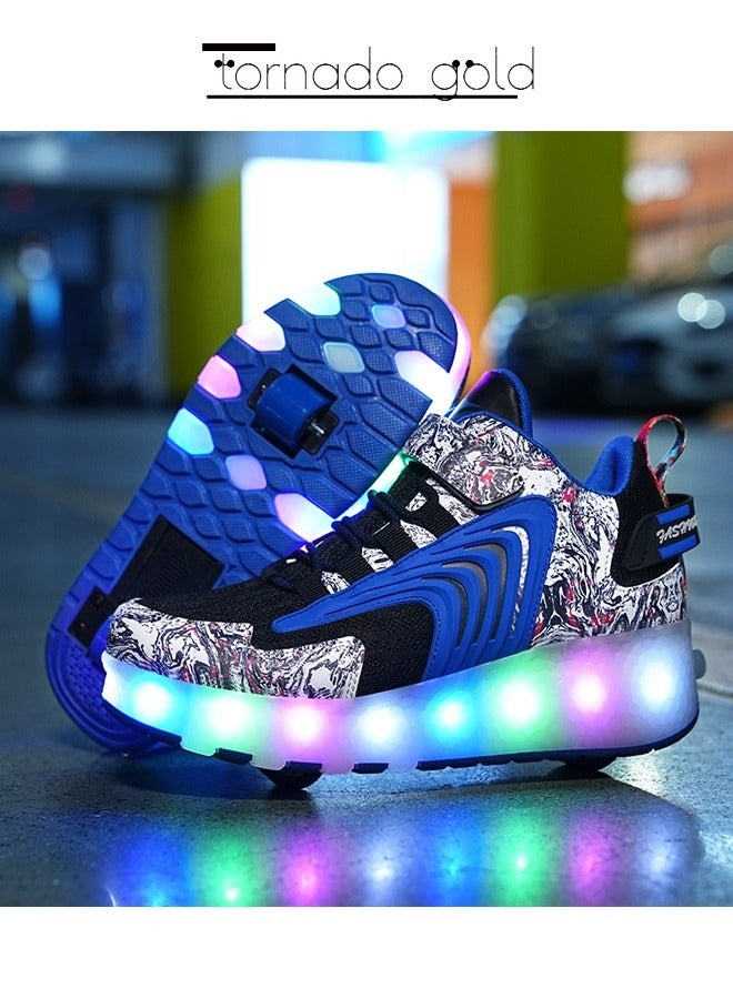 تورنيدو جولد أحذية رياضية لامعة بتصميم فلاش LED مع عجلات وزلاجات ثلجية خفيفة - Image 5