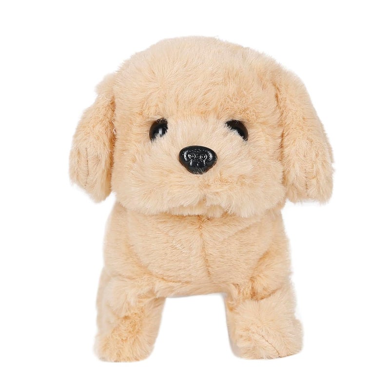 Hamleys كلاب البج في اللعب - دمية كلب ذهبية تمشي وتتحدث | ألعاب حيوانات تفاعلية للأطفال من عمر 3 سنوات فما فوق | هدية عيد ميلاد للأطفال | دمية كلب محشوة (بني فاتح) - Image 1