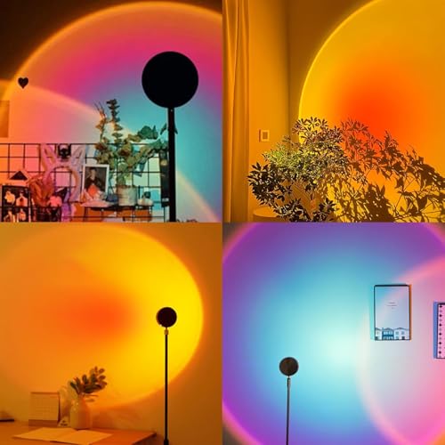 Exnemav Sunset Lamp Night Light - 16 Colors & 4 Modes Sunset Projection Lamp with Remote, Color Changing Rainbow Sunlight Lamp, Romantic Visual Led Light Projector for Photography Room Decor - Image 4