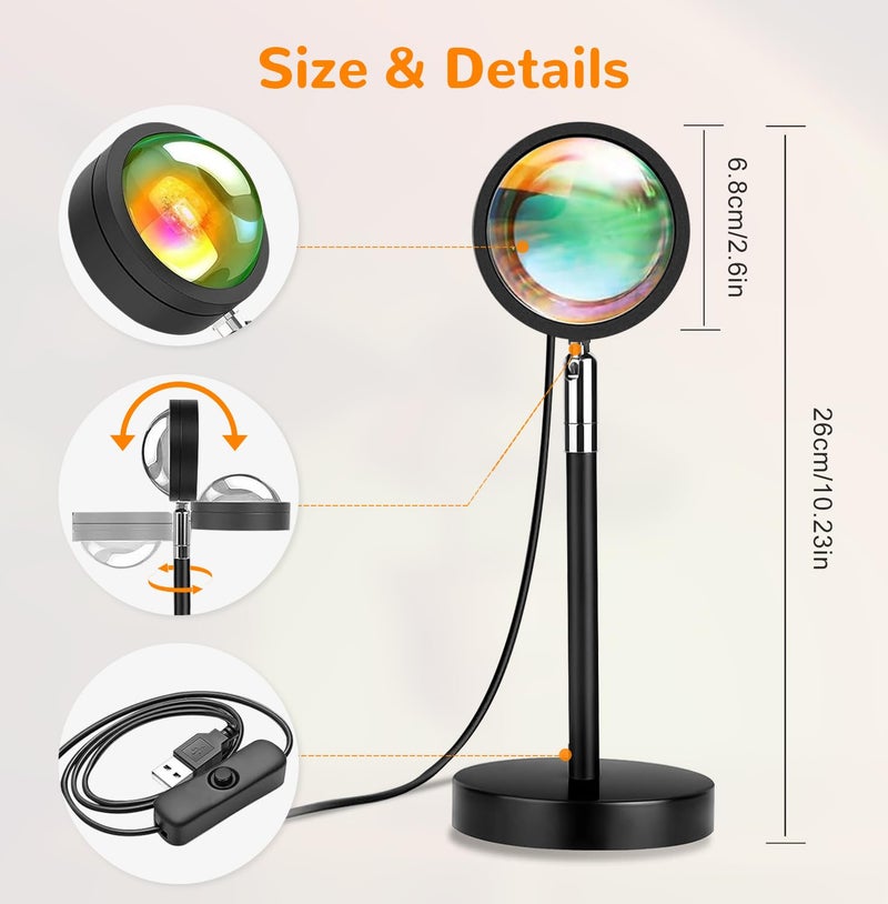 Exnemav Sunset Lamp Night Light - 16 Colors & 4 Modes Sunset Projection Lamp with Remote, Color Changing Rainbow Sunlight Lamp, Romantic Visual Led Light Projector for Photography Room Decor - Image 5