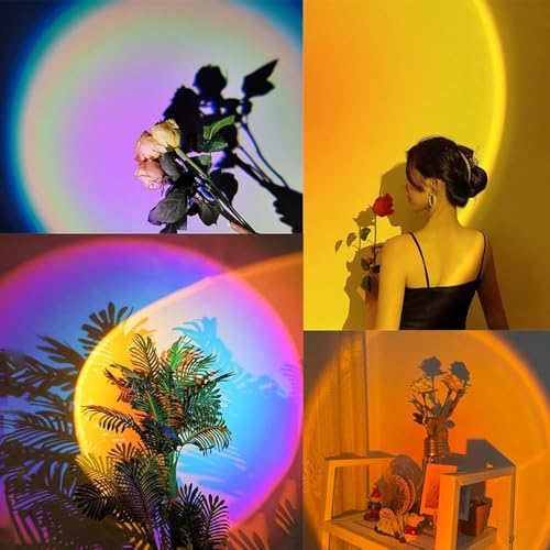 Exnemav Sunset Lamp Night Light - 16 Colors & 4 Modes Sunset Projection Lamp with Remote, Color Changing Rainbow Sunlight Lamp, Romantic Visual Led Light Projector for Photography Room Decor - Image 3