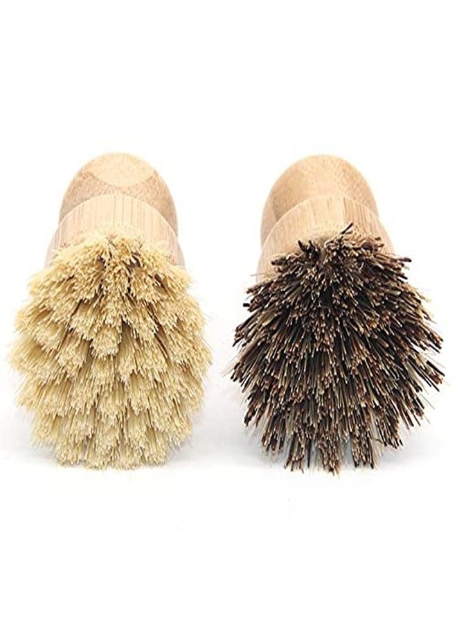 Lokusel 2 Pcs Palm Pot Brush,Bamboo Dish Brush Natural Scrub Brush Coconut Bristles Pot Brushes Dish Scrubber Cleaning Kit for Cleaning Pots,Pans,Kitchen Sink(Palm+Sisal) - Image 4