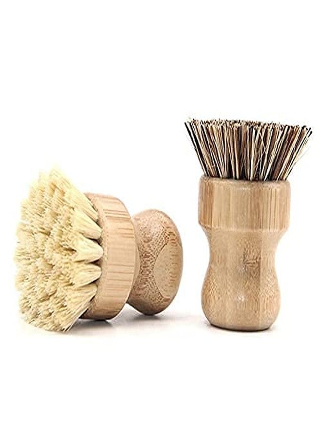 Lokusel 2 Pcs Palm Pot Brush,Bamboo Dish Brush Natural Scrub Brush Coconut Bristles Pot Brushes Dish Scrubber Cleaning Kit for Cleaning Pots,Pans,Kitchen Sink(Palm+Sisal) - Image 5