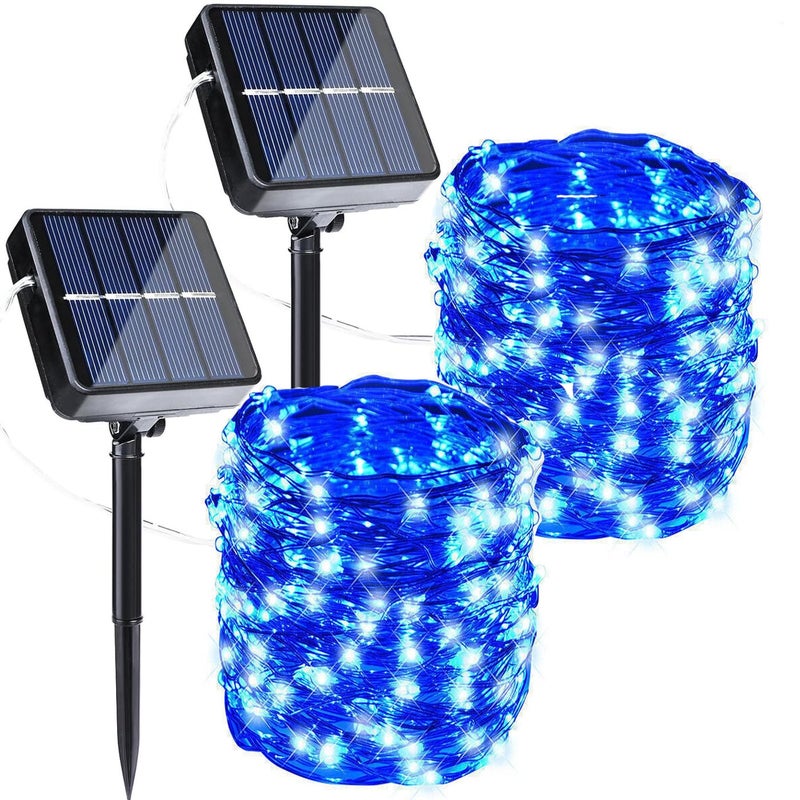 Joomer Solar Fairy Lights 2Pack Total 80FT 240LED Solar String Lights Outdoor Waterproof 8 Lighting Modes for Fence Party Garden Patio Yard Home Holiday Tree Outdoor Decoration Blue